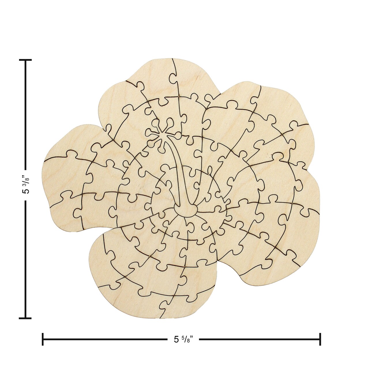 Leisure Arts Wood Puzzle Small Hibiscus 52 pieces 5.75"x 5.5" Blank Puzzles, Make Your Own puzzle, Blank Puzzle Pieces Blank Wooden Puzzles DIY Jigsaw Puzzles, blank puzzles to draw on